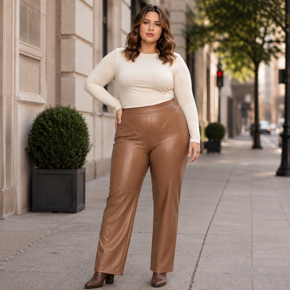 SKIMS Faux Leather Boot Cut Pant Sienna 4X
